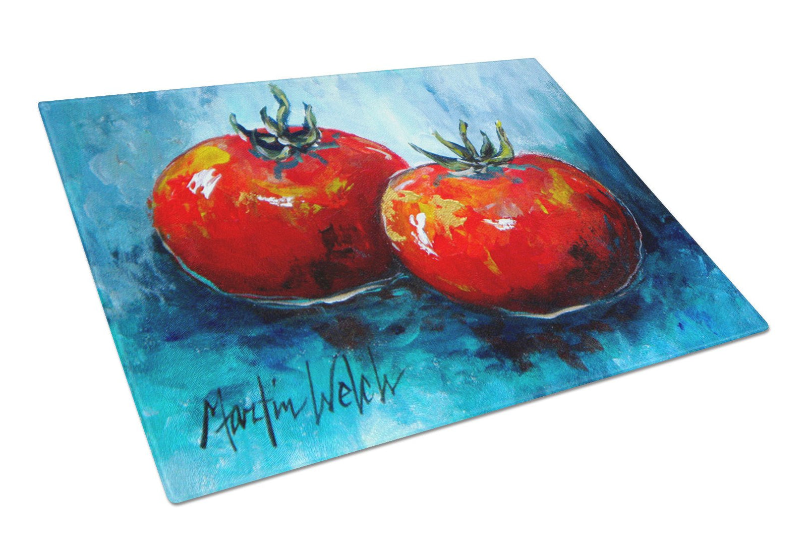 Vegetables - Tomatoes Red Toes Glass Cutting Board Large by Caroline's Treasures