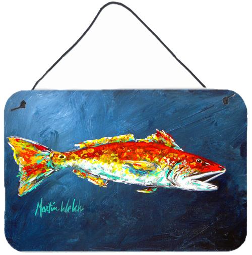 Fish - Red Fish Red for Jarett Aluminium Metal Wall or Door Hanging Prints by Caroline&#39;s Treasures