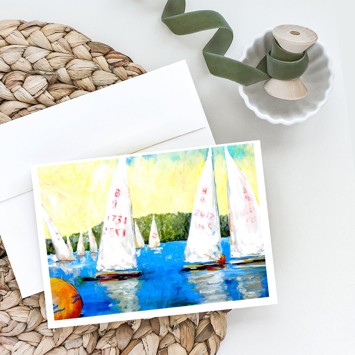 Buy this Sailboats Round the Mark Greeting Cards Pack of 8