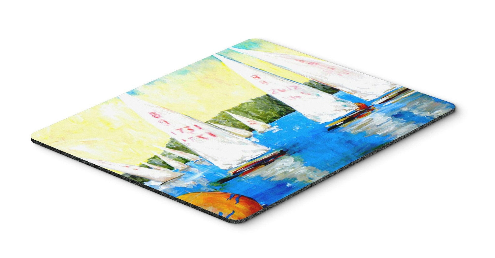 Sailboats Round the Mark Mouse Pad, Hot Pad or Trivet by Caroline's Treasures