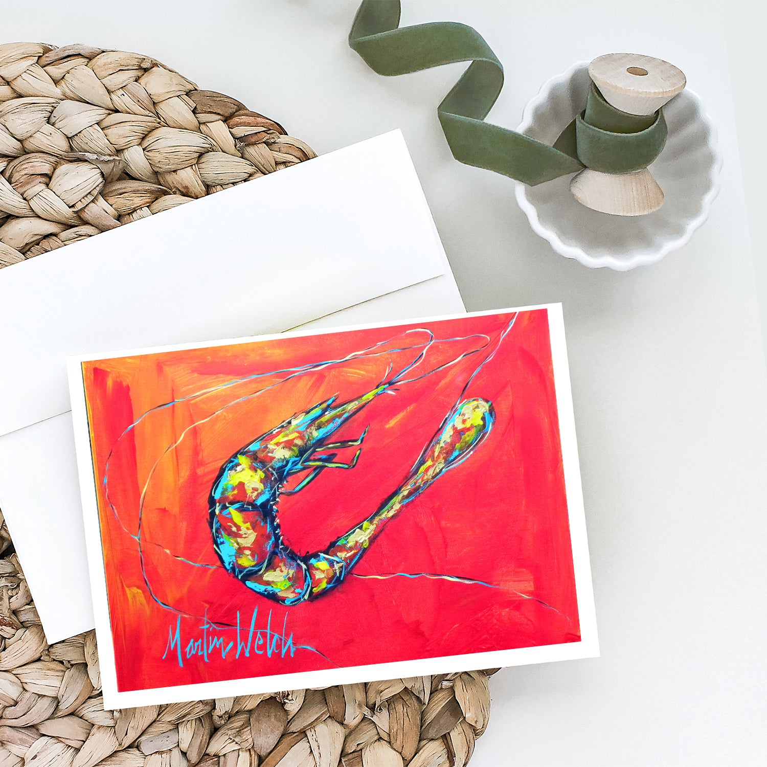 Shrimp Seafood Three Greeting Cards Pack of 8