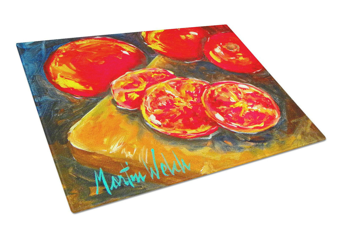 Vegetables - Tomatoes Slice It Up Glass Cutting Board Large by Caroline&#39;s Treasures