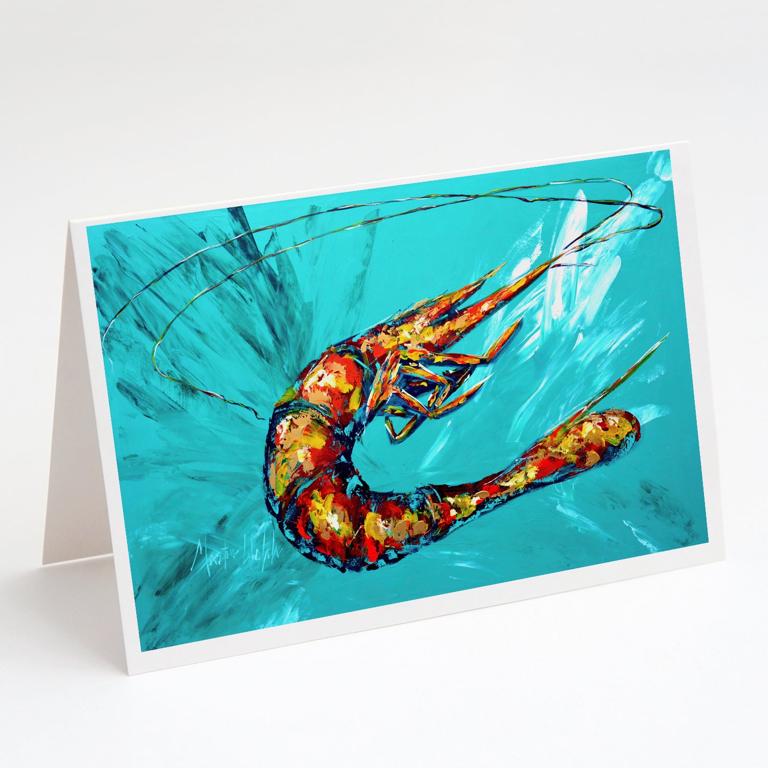 Buy this Shrimp Teal Shrimp Greeting Cards Pack of 8