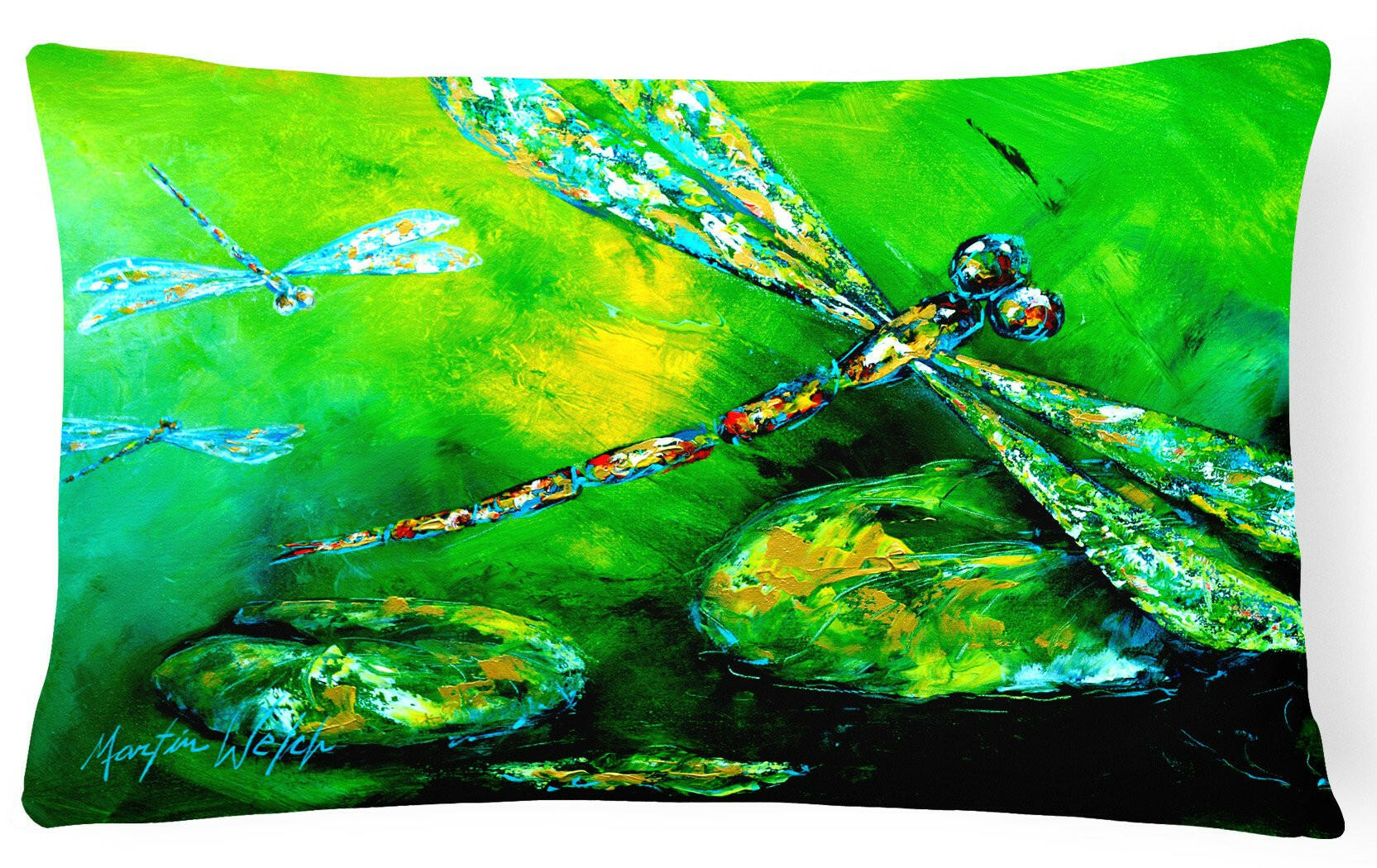 Dragonfly Summer Flies   Canvas Fabric Decorative Pillow by Caroline's Treasures