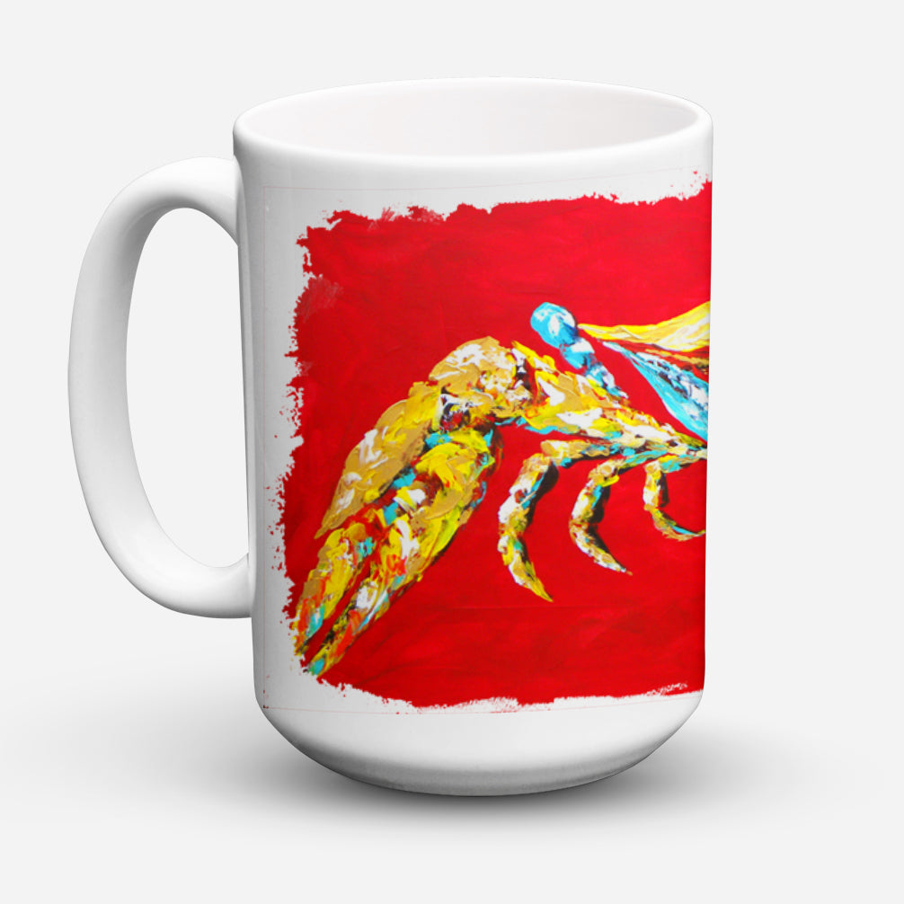 Crab Blue on Red, Sr Dishwasher Safe Microwavable Ceramic Coffee Mug 15 ounce MW1116CM15