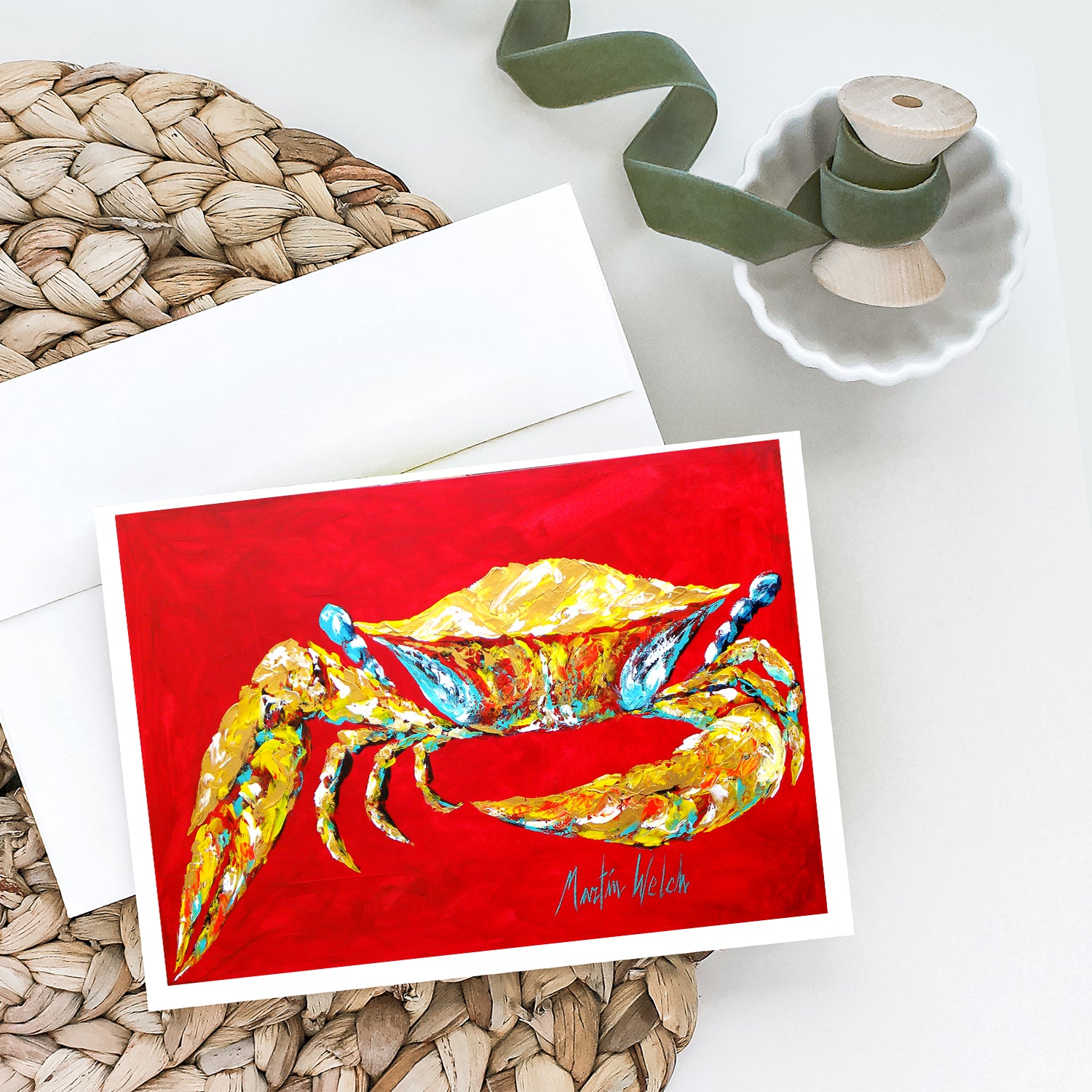 Buy this Crab Blue on Red, Sr Greeting Cards Pack of 8