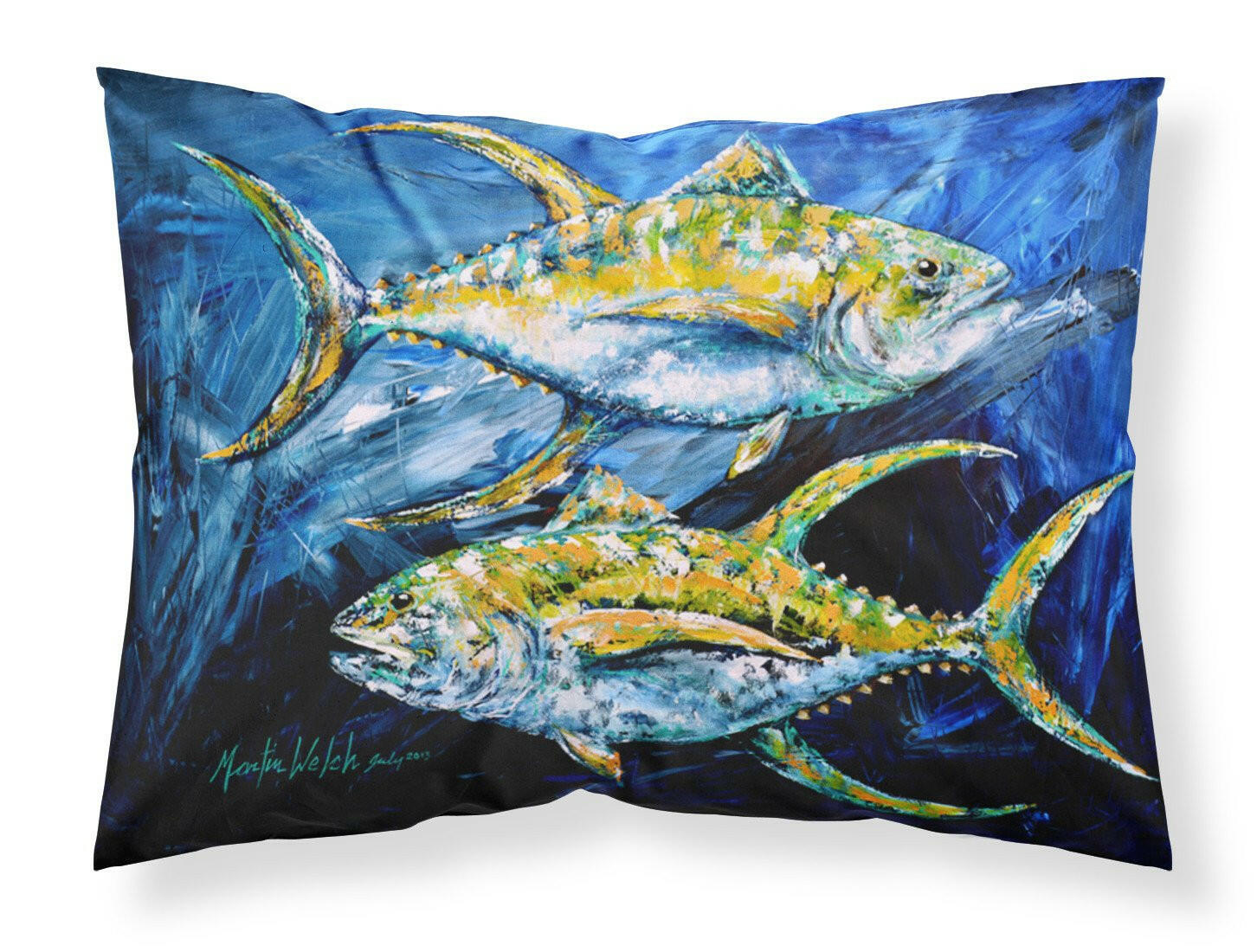 Fish - Tuna Tuna Blue Moisture wicking Fabric standard pillowcase by Caroline's Treasures