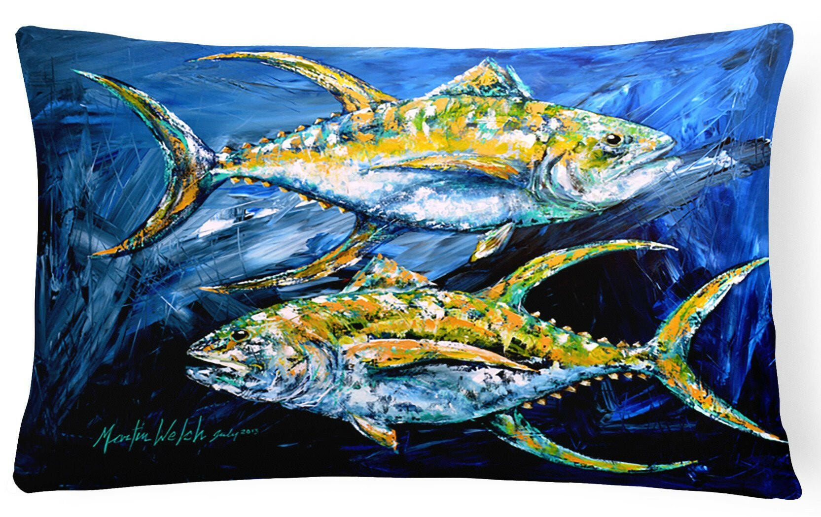 Fish - Tuna Tuna Blue   Canvas Fabric Decorative Pillow by Caroline's Treasures
