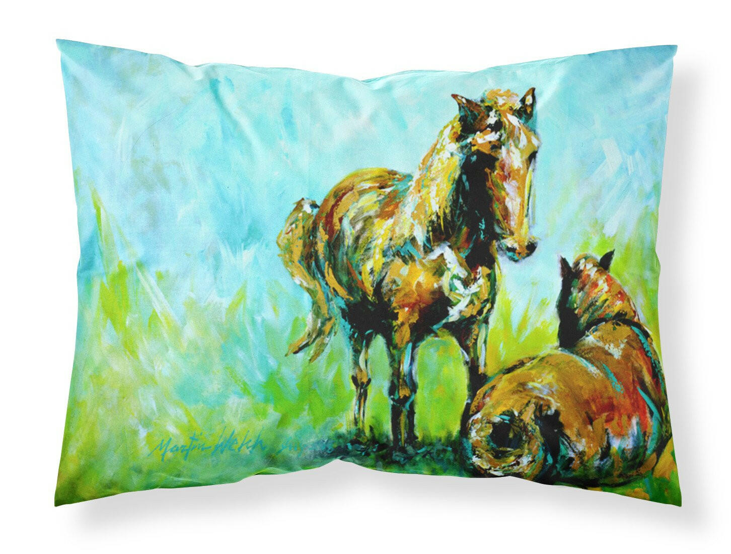 Horse Grazin Moisture wicking Fabric standard pillowcase by Caroline's Treasures
