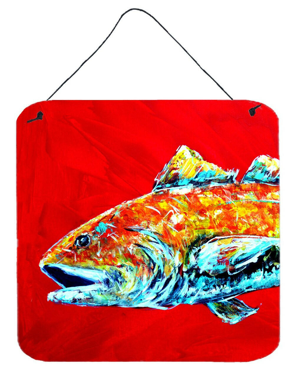 Fish - Red Fish Alphonzo Head Aluminium Metal Wall or Door Hanging Prints by Caroline's Treasures