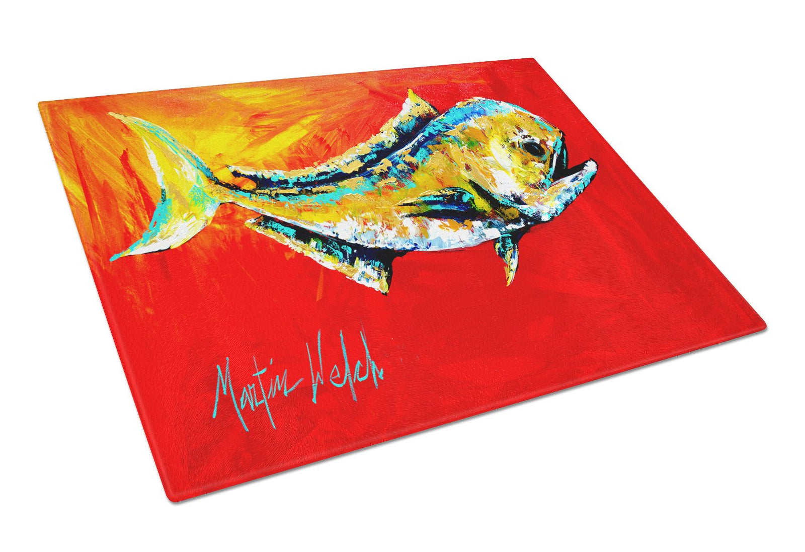 Danny Dolphin Fish Glass Cutting Board Large by Caroline's Treasures
