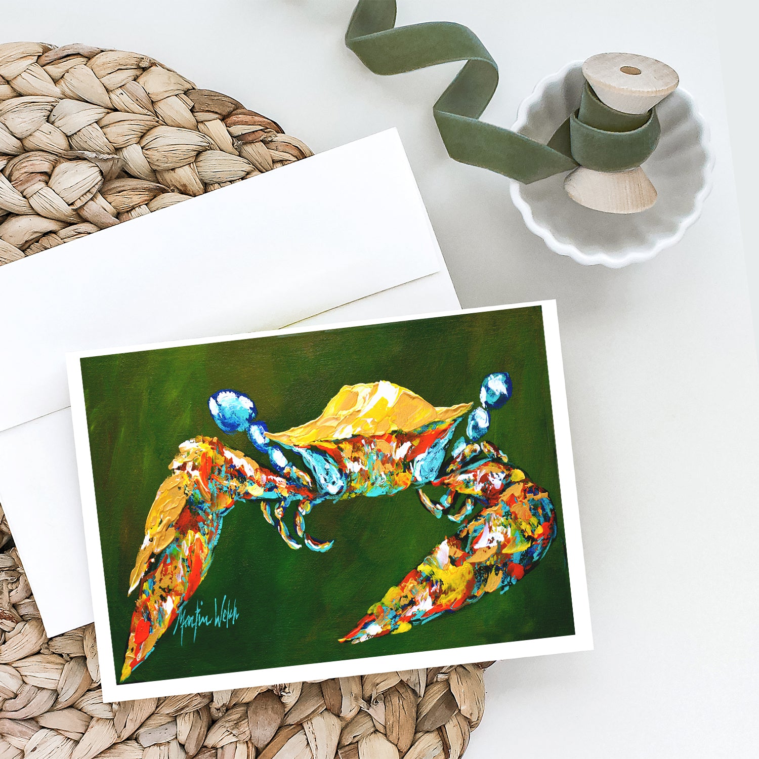 Go Green Crab Greeting Cards Pack of 8