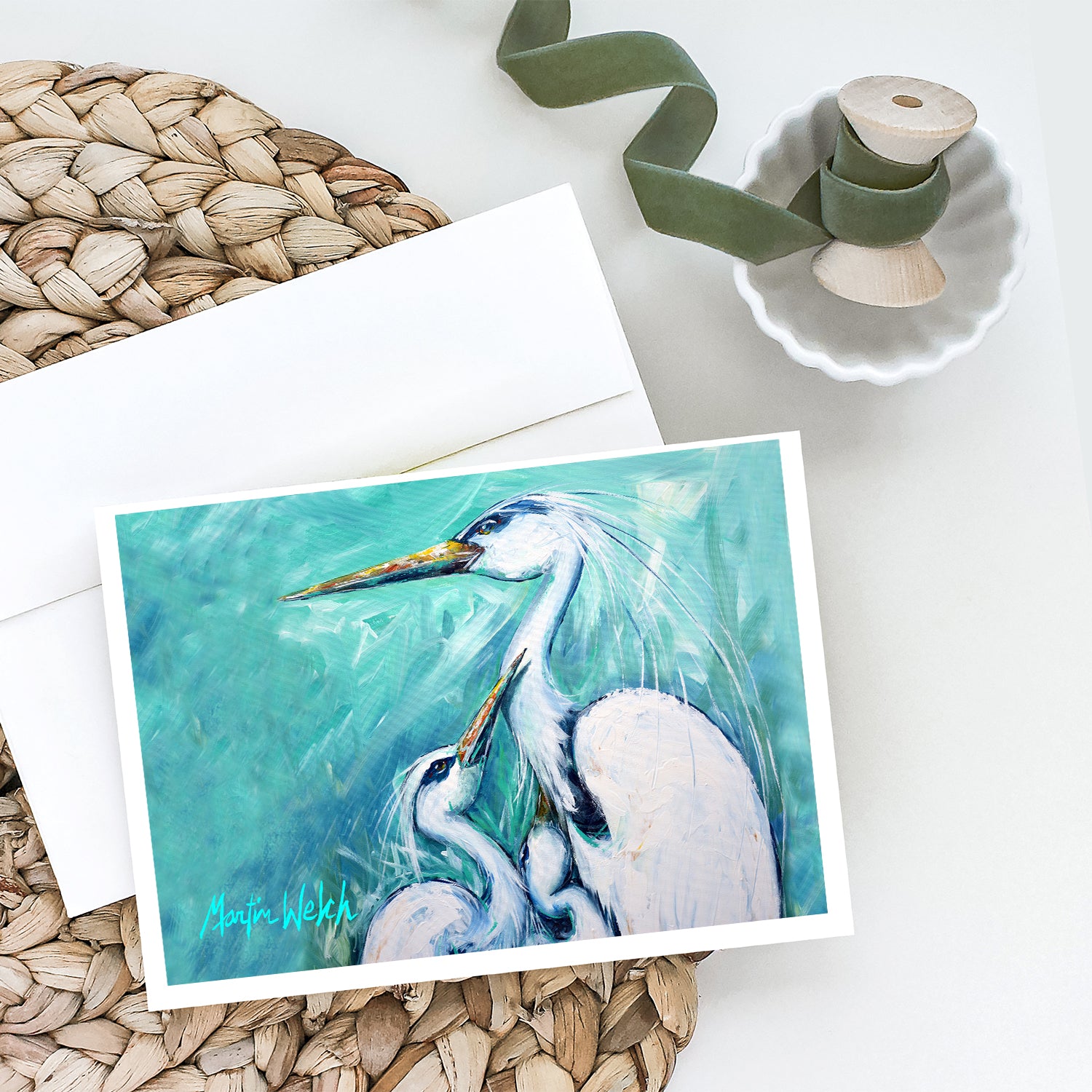 Mother's Love White Crane Greeting Cards Pack of 8