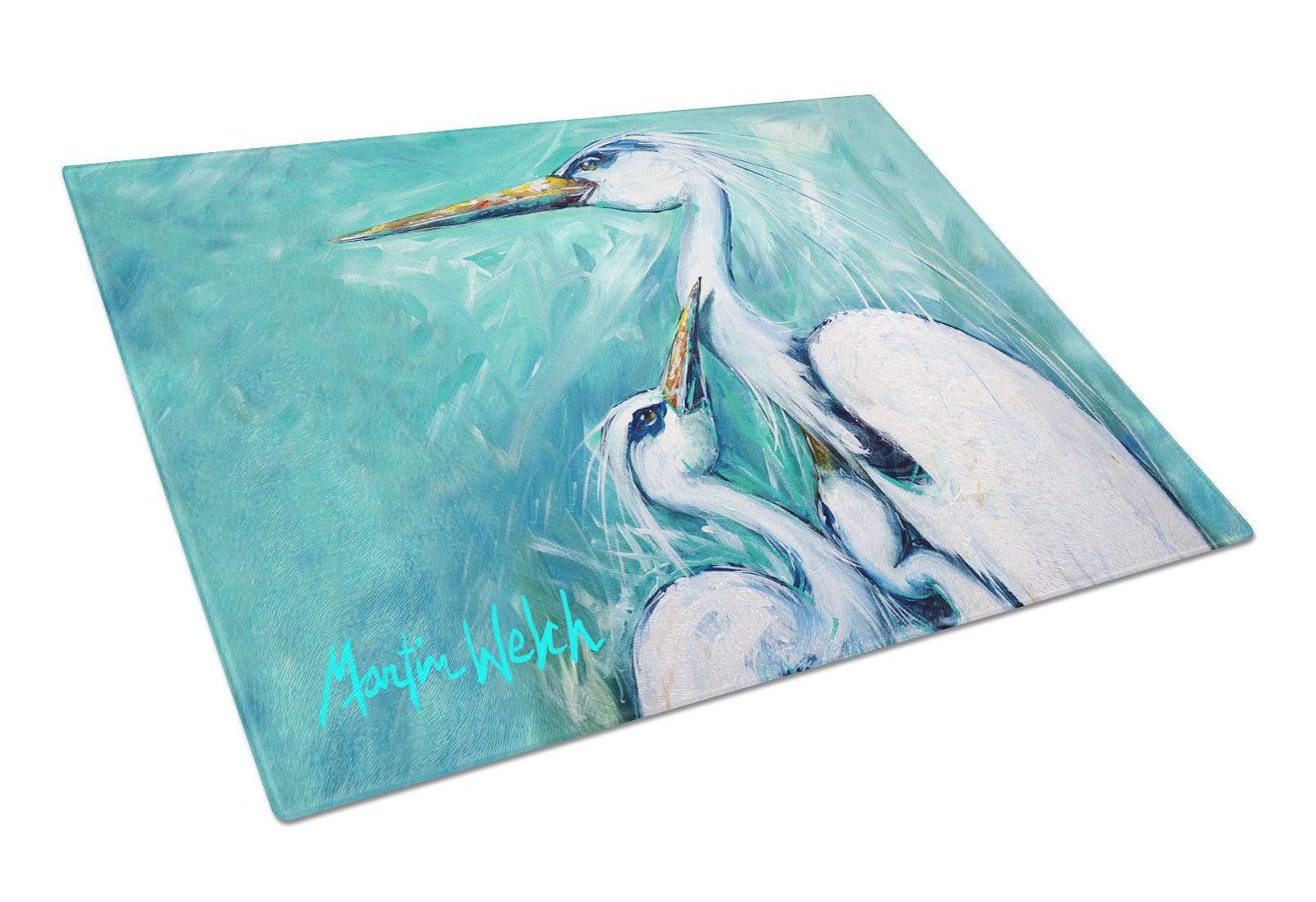Mother's Love White Crane Glass Cutting Board Large Size MW1159LCB by Caroline's Treasures