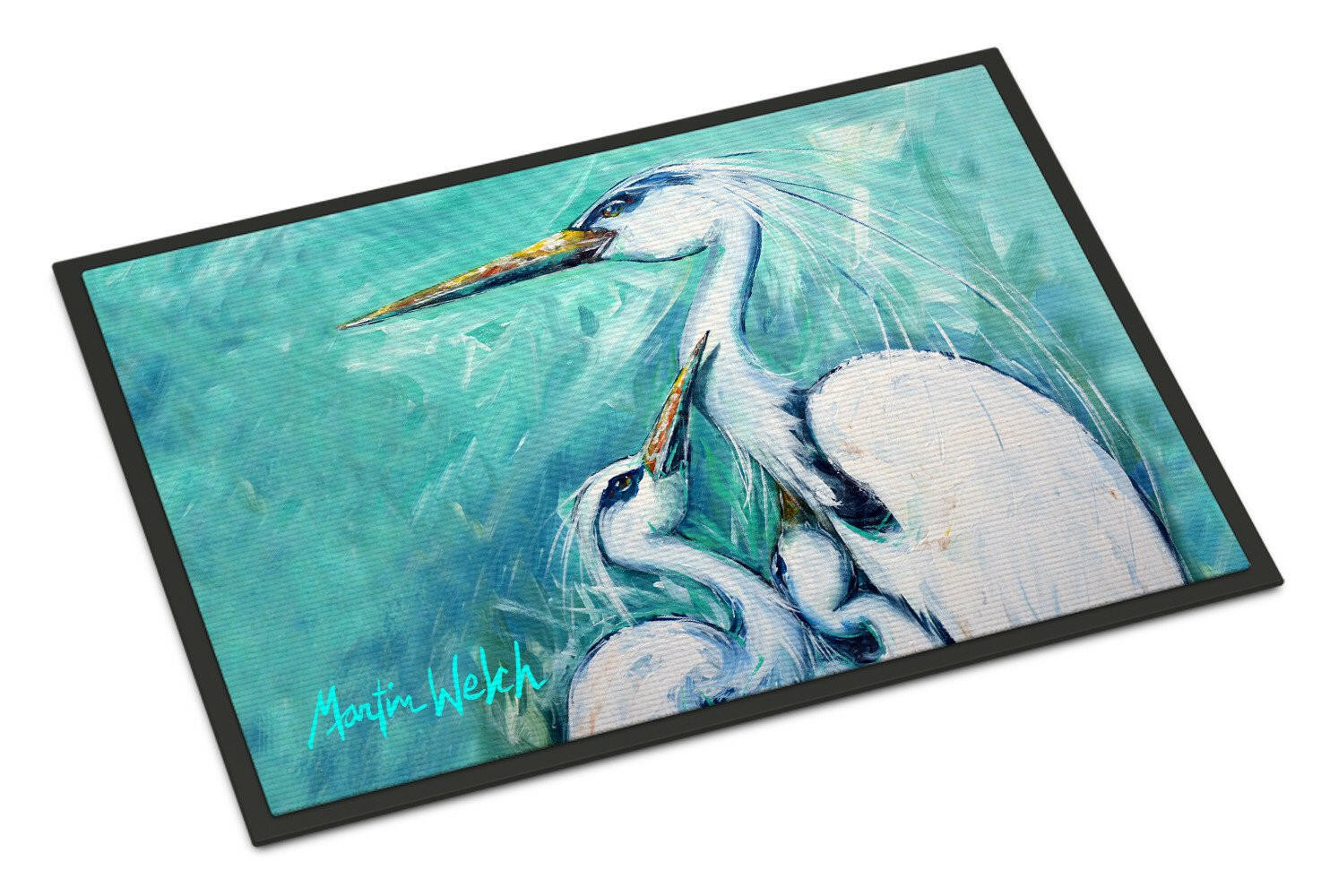 Mother's Love White Crane Indoor or Outdoor Mat 18x27 MW1159MAT - the-store.com