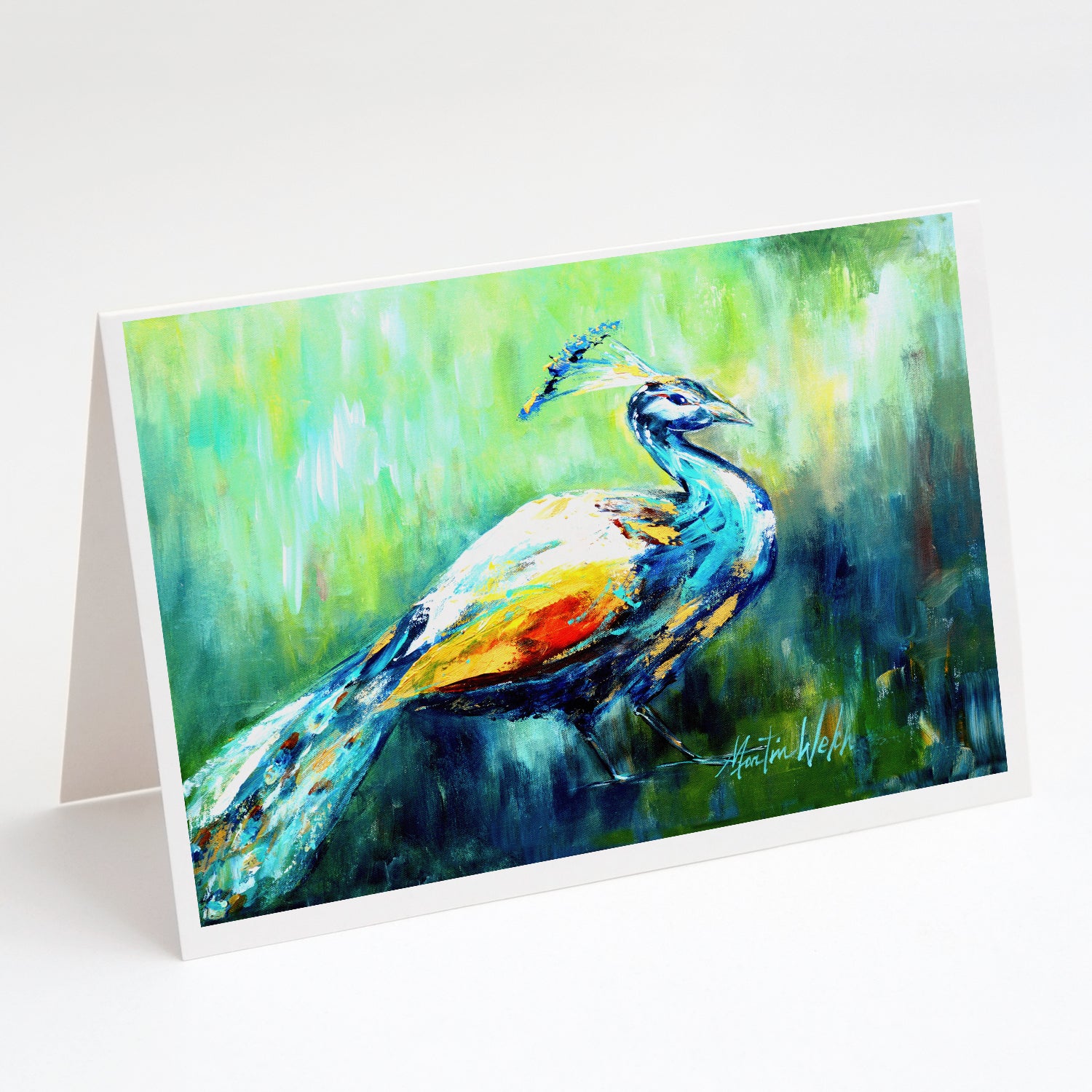 Buy this Proud Peacock Green Greeting Cards Pack of 8
