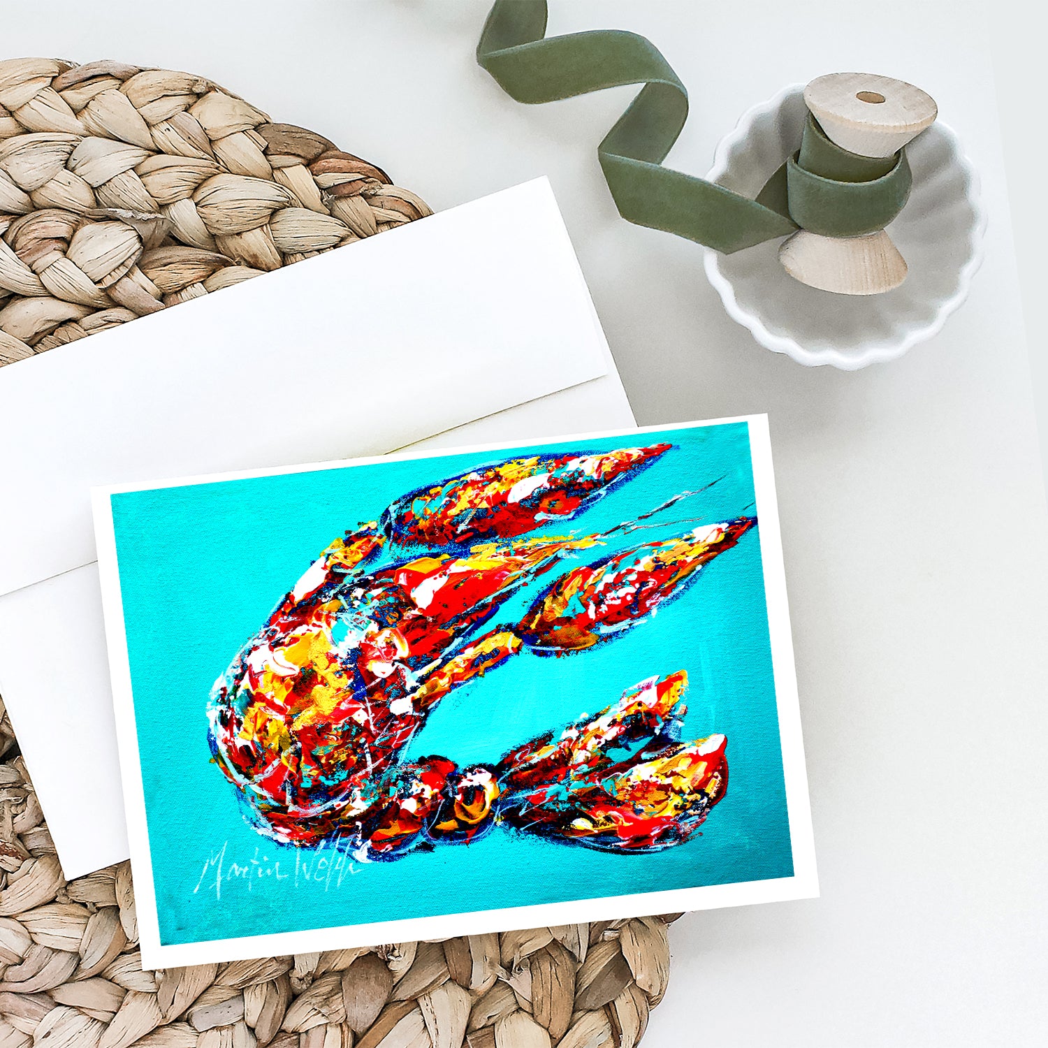 Lucy the Crawfish in blue Greeting Cards Pack of 8