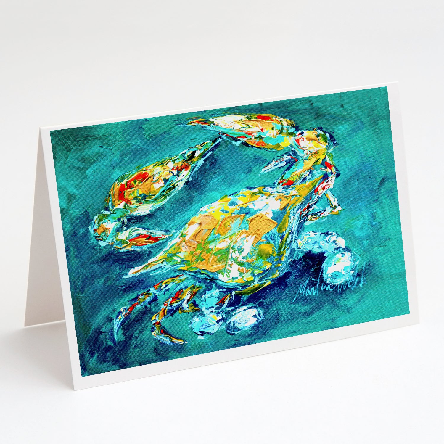 Buy this By Chance Crab in Aqua blue Greeting Cards Pack of 8