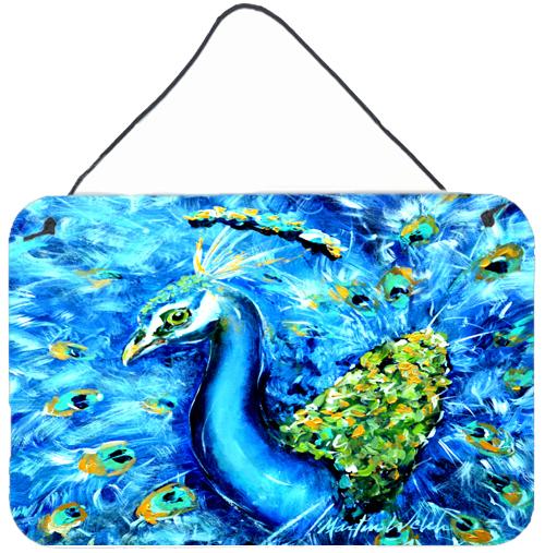 Peacock Straight Up in Blue Wall or Door Hanging Prints by Caroline's Treasures