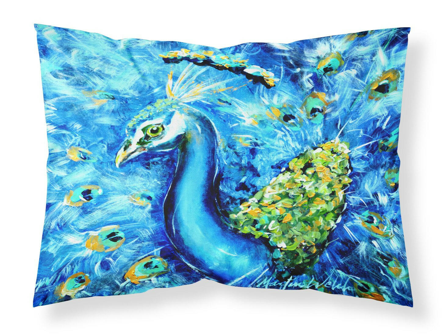 Peacock Straight Up in Blue Moisture wicking Fabric standard pillowcase MW1166PILLOWCASE by Caroline's Treasures