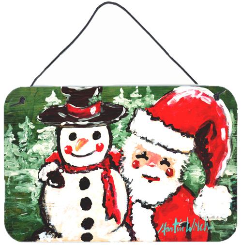 Friends Snowman and Santa Claus Wall or Door Hanging Prints MW1167DS812 by Caroline's Treasures