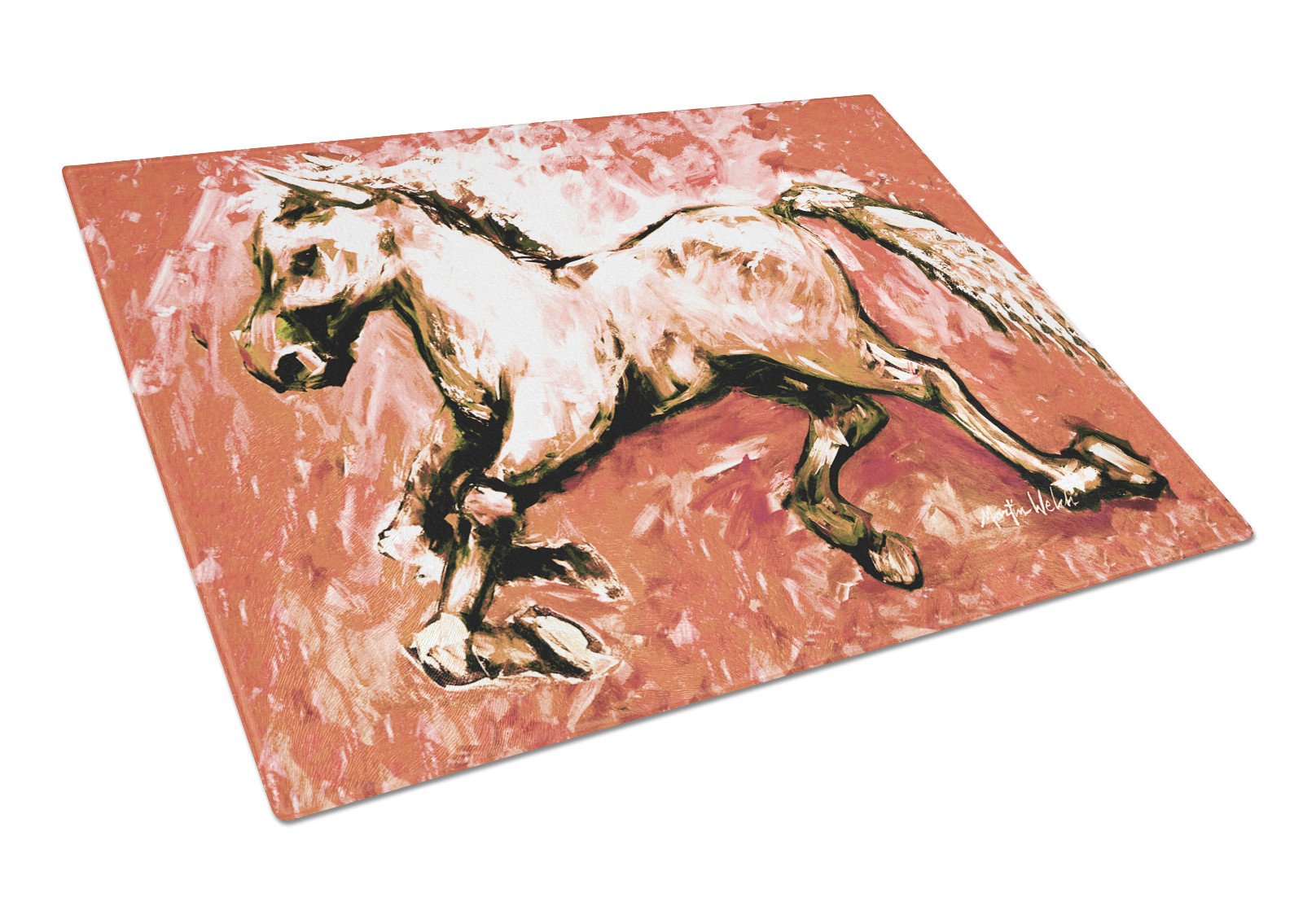 Shadow the Horse in Red Glass Cutting Board Large Size MW1170LCB by Caroline's Treasures