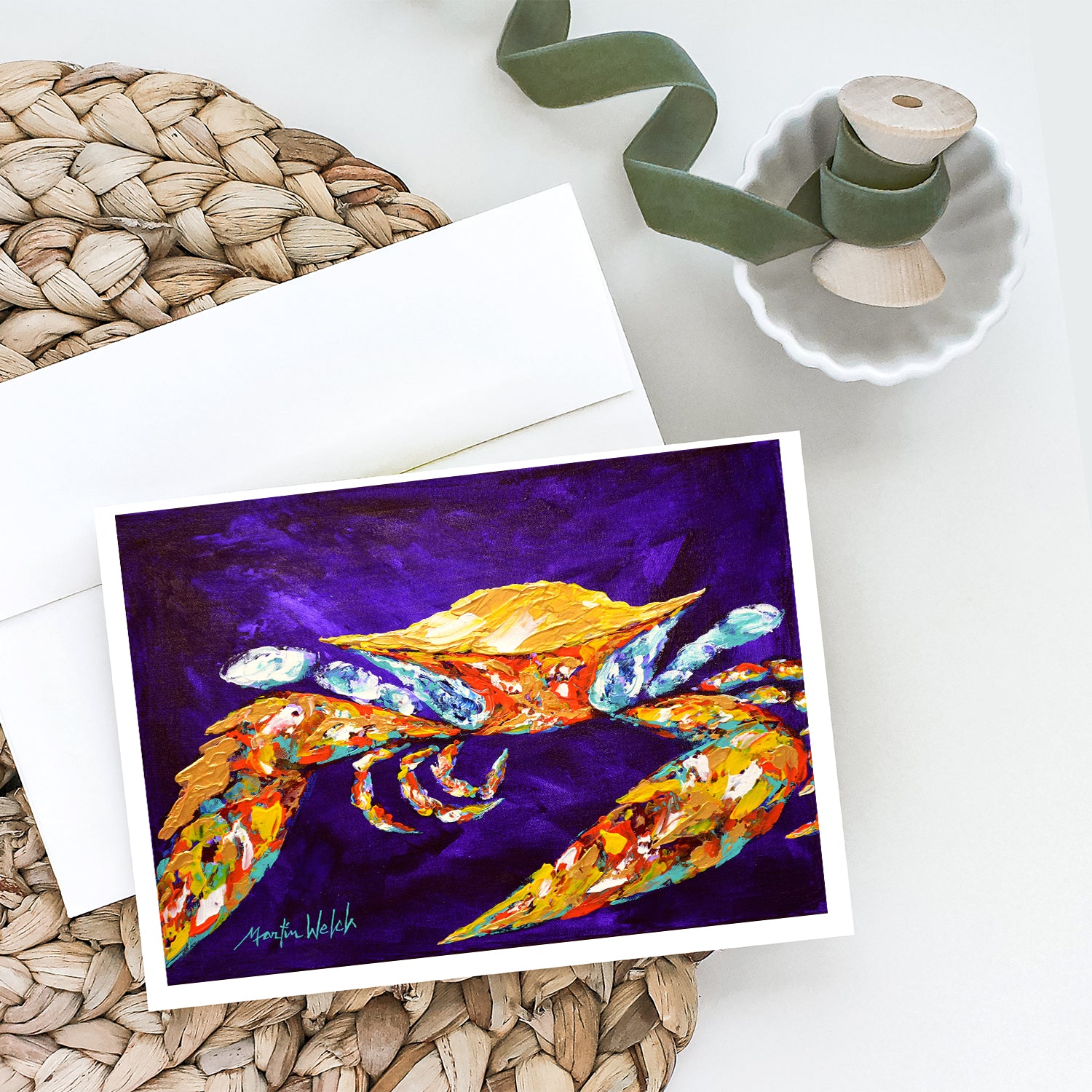 The Right Stuff Crab in Purple Greeting Cards Pack of 8