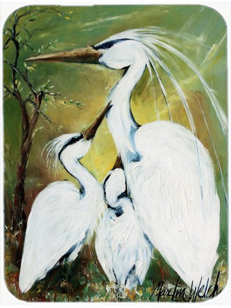 Blessing at Feeding Time Egret Family Glass Cutting Board Large MW1186LCB by Caroline's Treasures