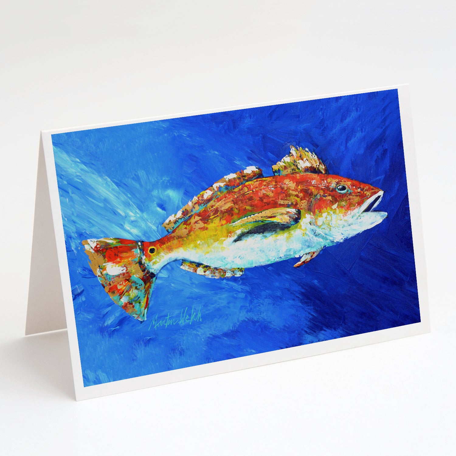 Buy this Red Fish White Spin Greeting Cards Pack of 8