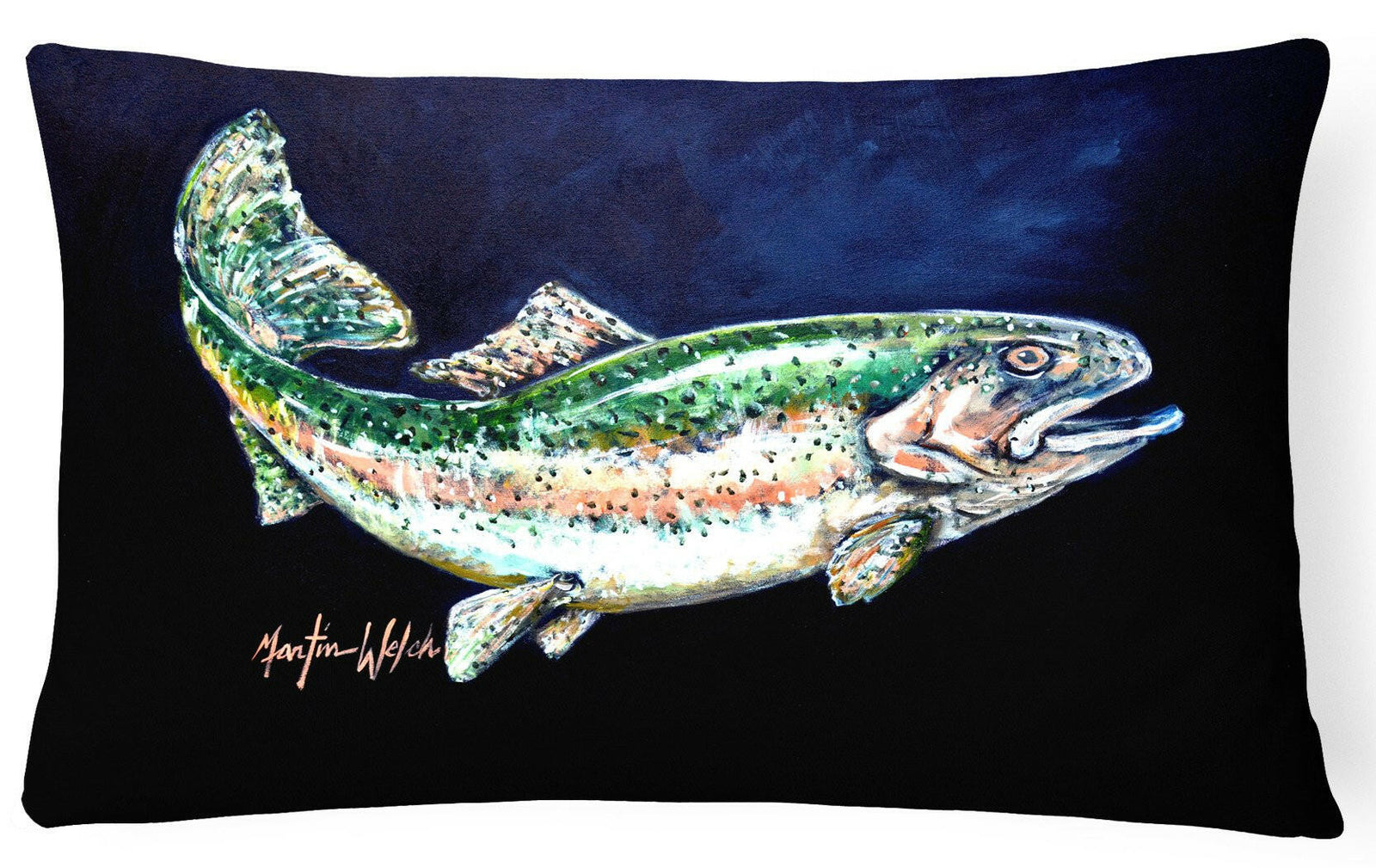 Deep Blue Rainbow Trout Fabric Decorative Pillow MW1213PW1216 by Caroline's Treasures