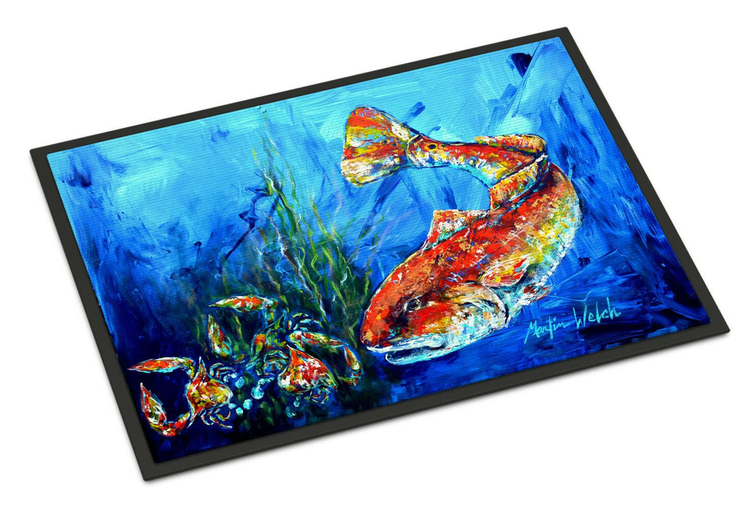 Scattered Red Fish Indoor or Outdoor Mat 18x27 MW1214MAT - the-store.com