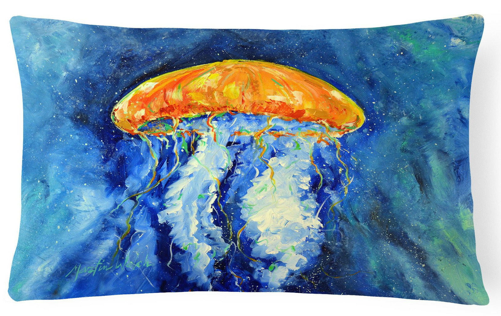 Calm Water Jellyfish Fabric Decorative Pillow MW1223PW1216 by Caroline's Treasures