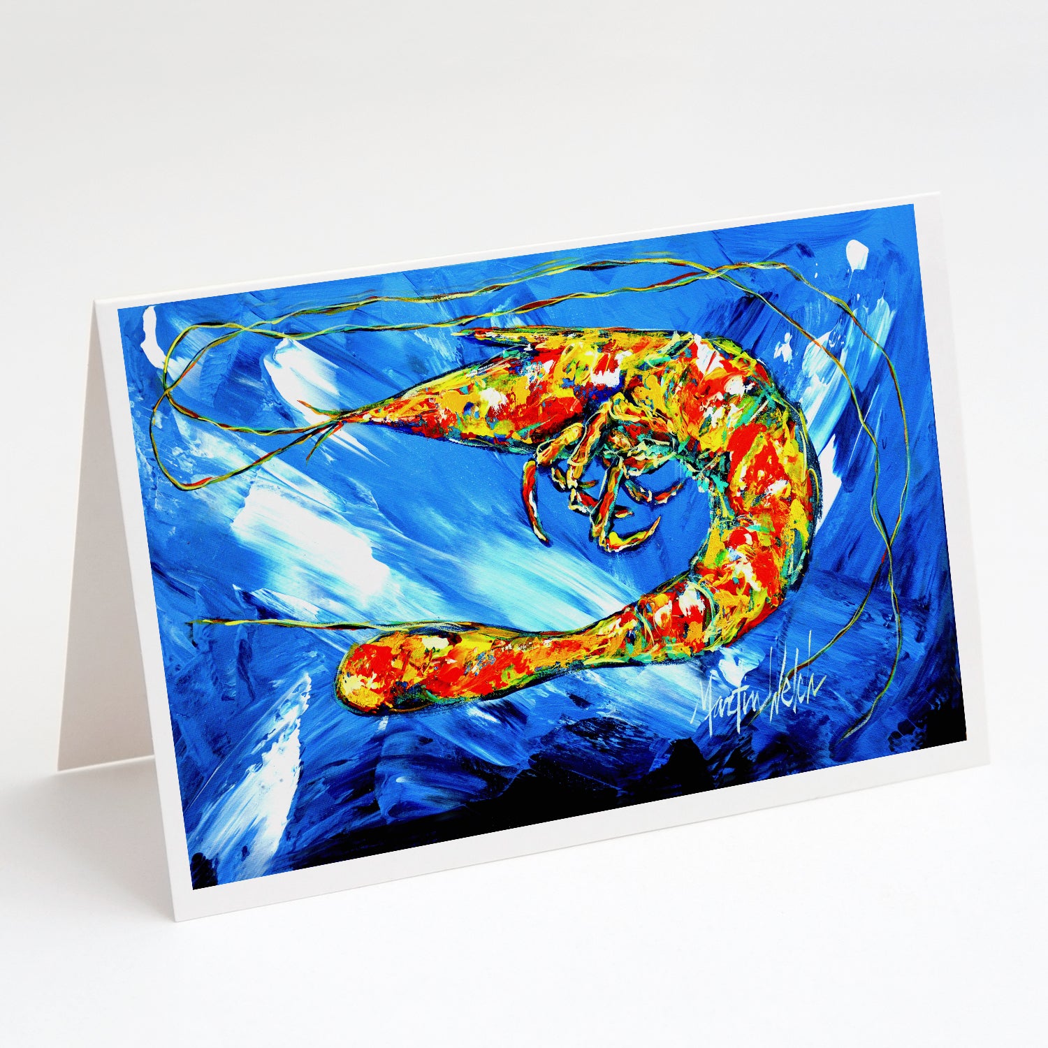 Buy this Ice Blue Shrimp Greeting Cards Pack of 8