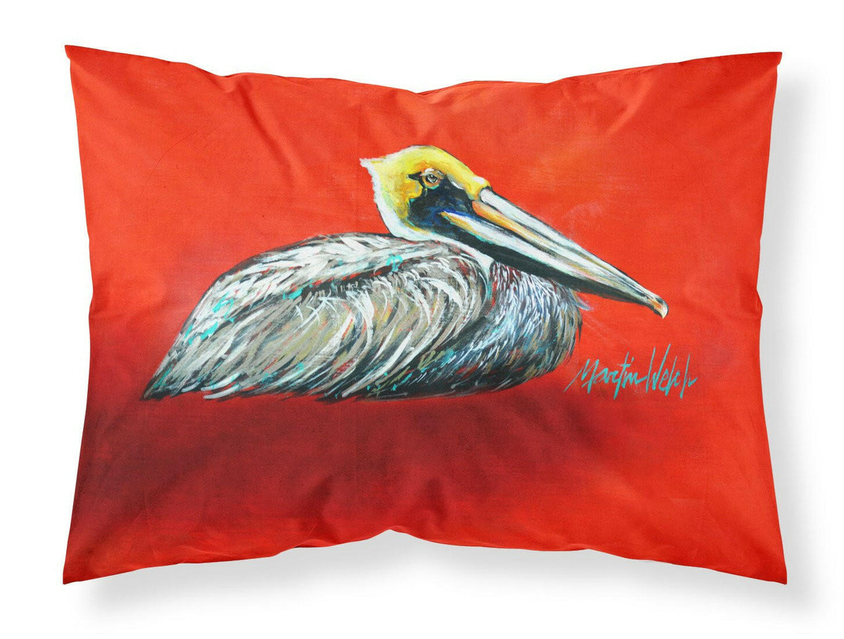 Sitting Brown Pelican Fabric Standard Pillowcase MW1232PILLOWCASE by Caroline&#39;s Treasures