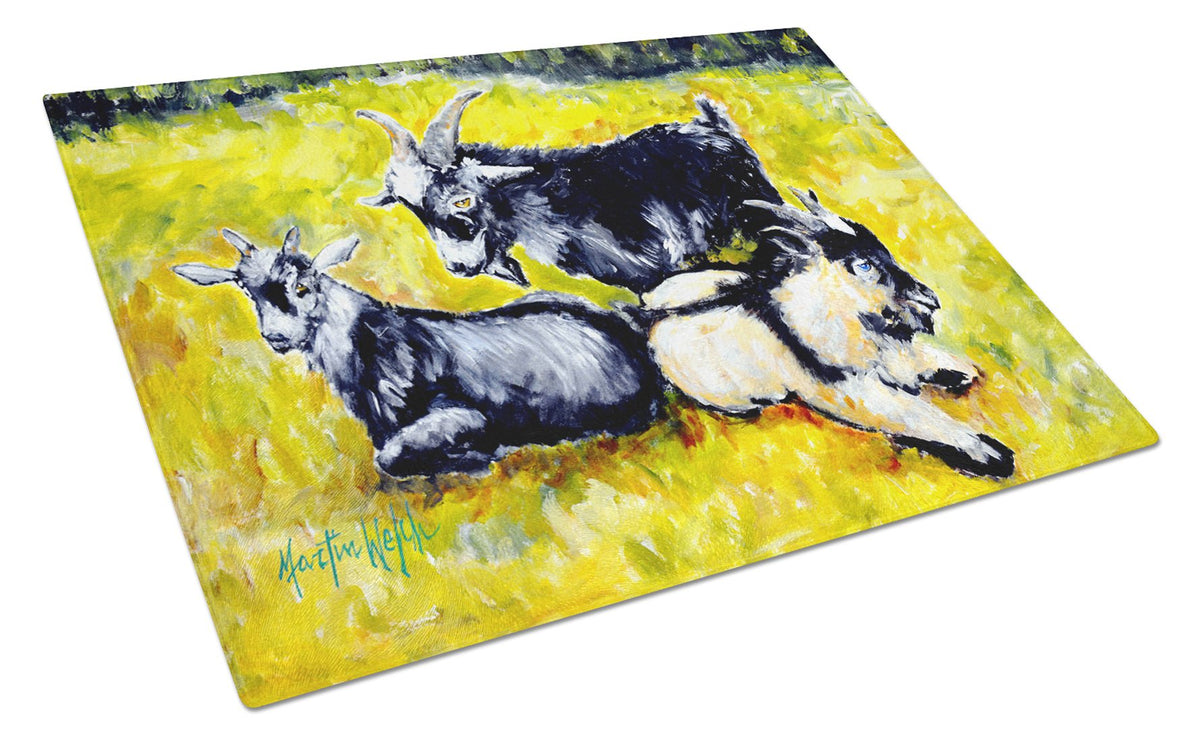 Three Goats Glass Cutting Board Large MW1266LCB by Caroline&#39;s Treasures