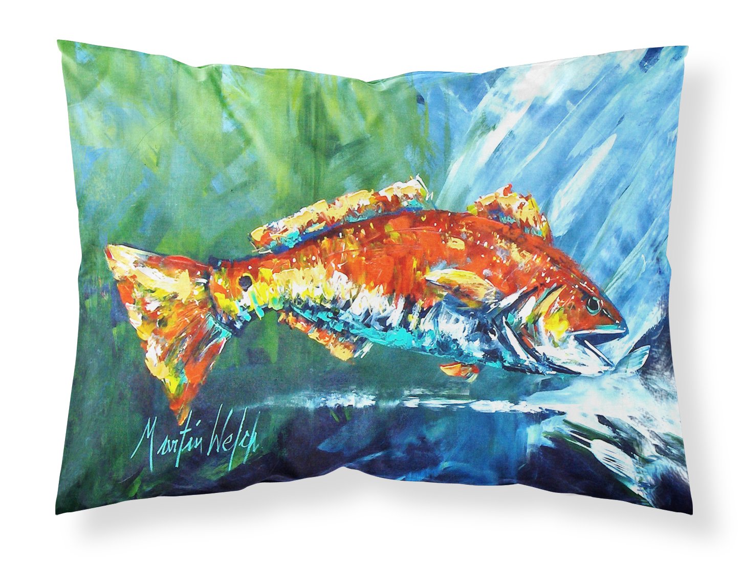 Break Through Red Fish Fabric Standard Pillowcase MW1270PILLOWCASE by Caroline's Treasures