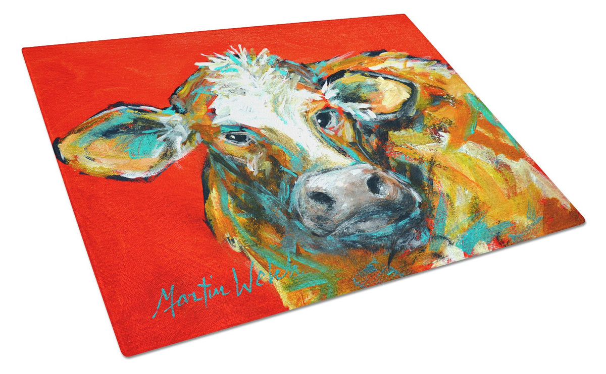 Caught Red Handed Cow Glass Cutting Board Large MW1272LCB by Caroline&#39;s Treasures