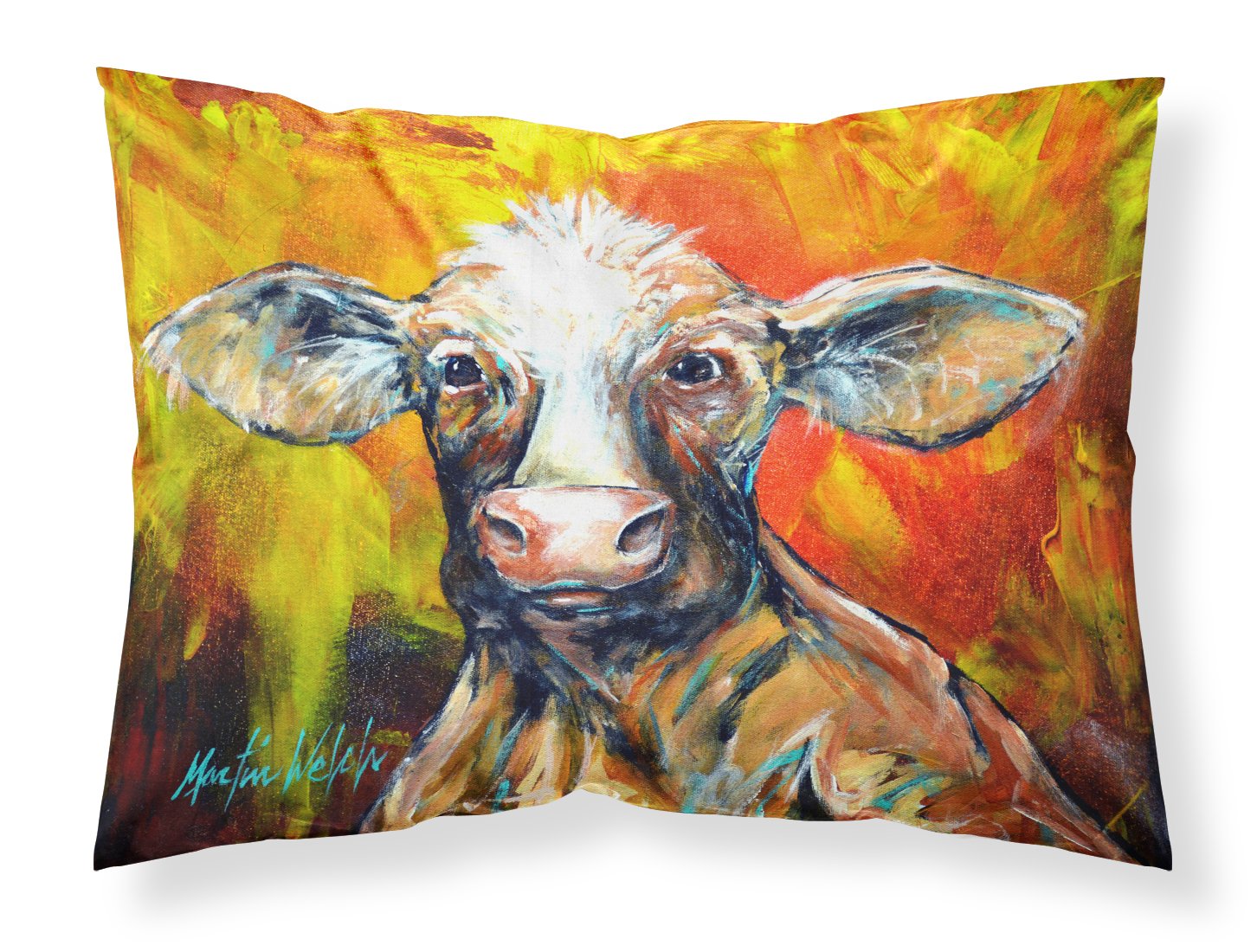Happy Cow Fabric Standard Pillowcase MW1277PILLOWCASE by Caroline's Treasures