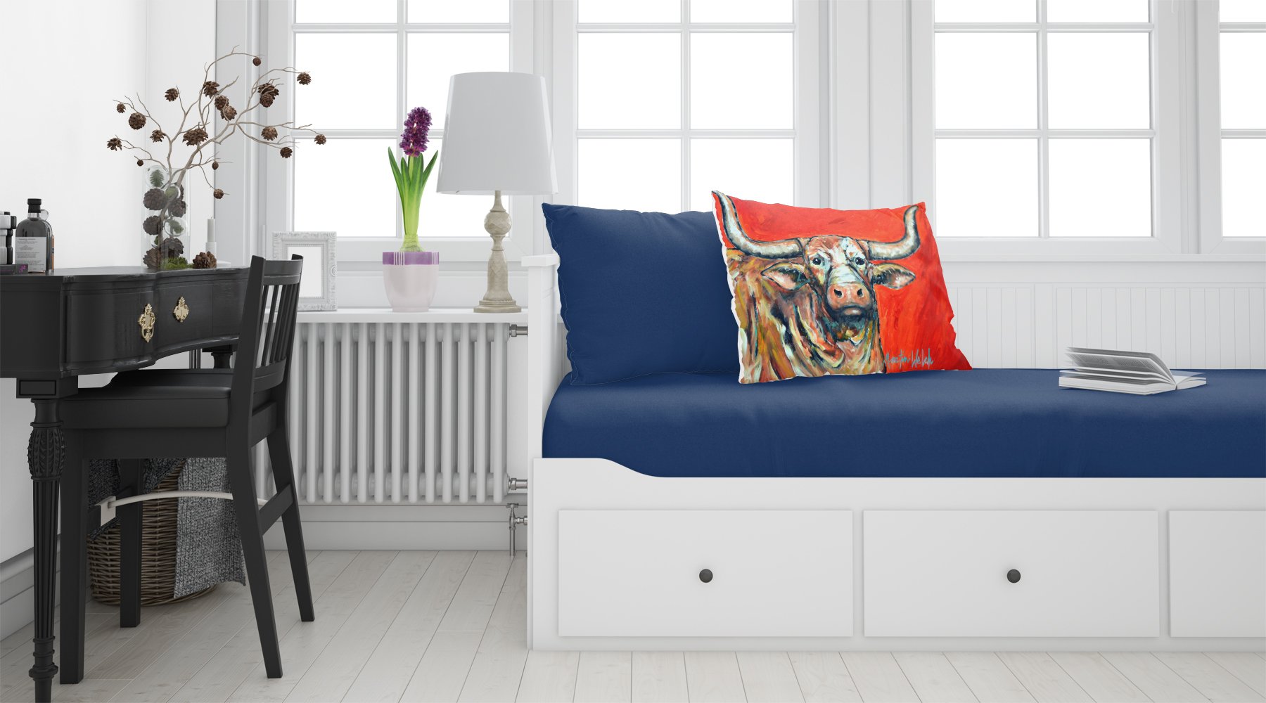 See Red Longhorn Cow Fabric Standard Pillowcase MW1281PILLOWCASE by Caroline's Treasures