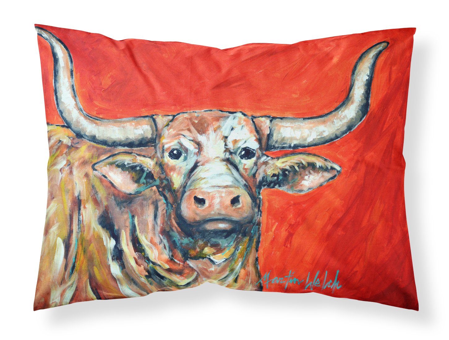 See Red Longhorn Cow Fabric Standard Pillowcase MW1281PILLOWCASE by Caroline's Treasures