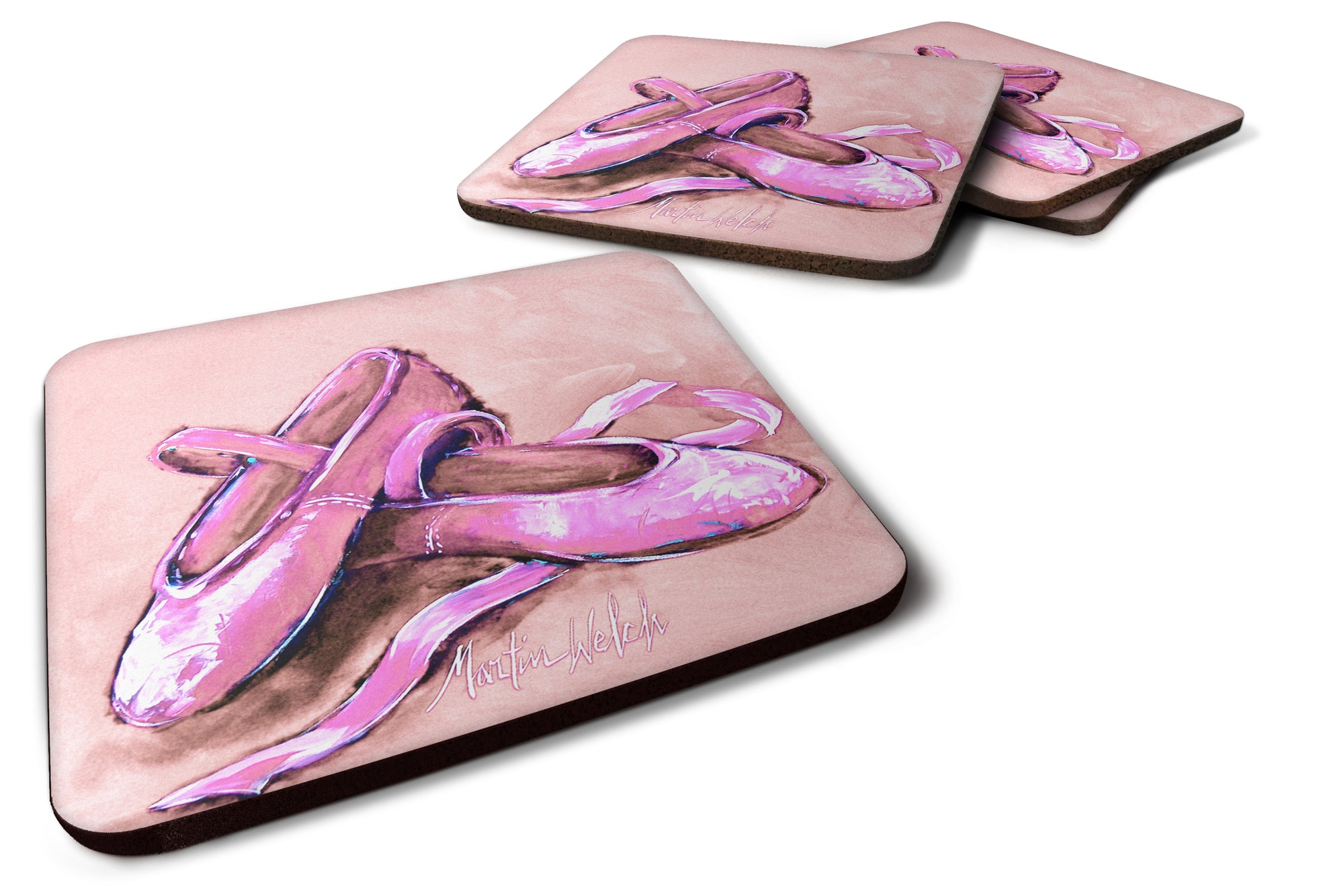 Ballet Shoes Pink Foam Coaster Set of 4 MW1305FC - the-store.com