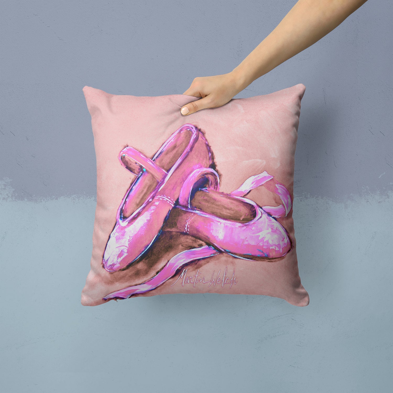 Ballet Shoes Pink Fabric Decorative Pillow MW1305PW1414 - the-store.com