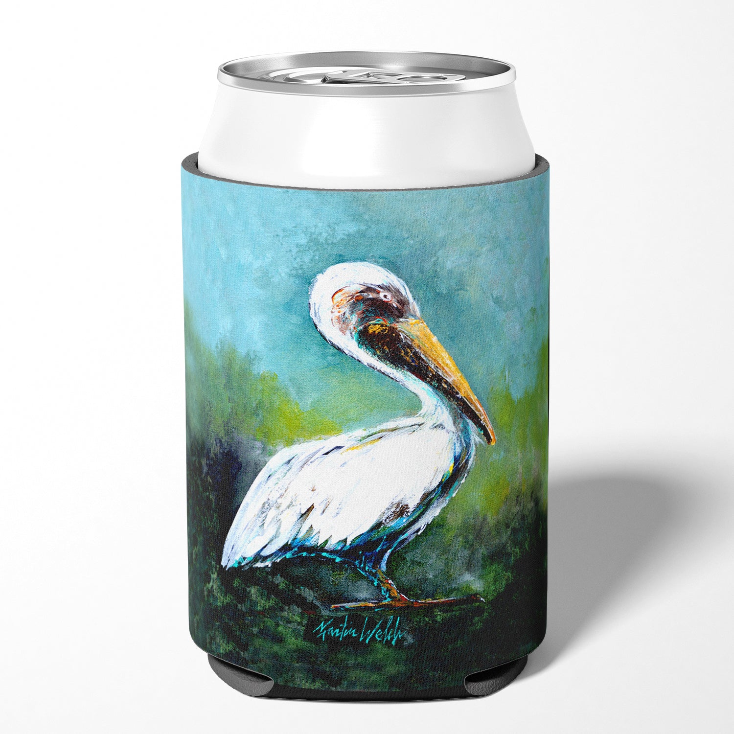 Blue Stand White Pelican Can or Bottle Hugger MW1309CC