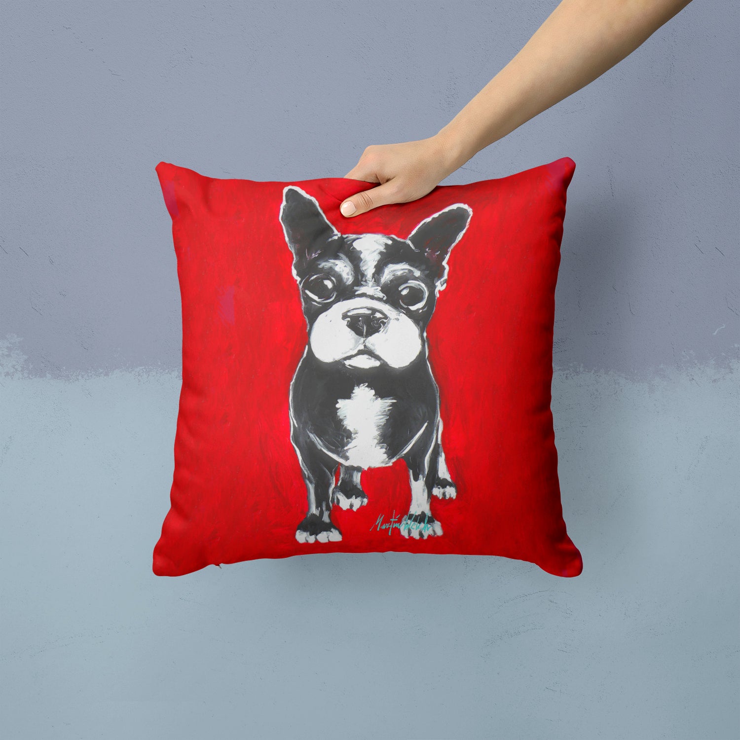 Boston Terrier Runt Fabric Decorative Pillow MW1314PW1414 - the-store.com