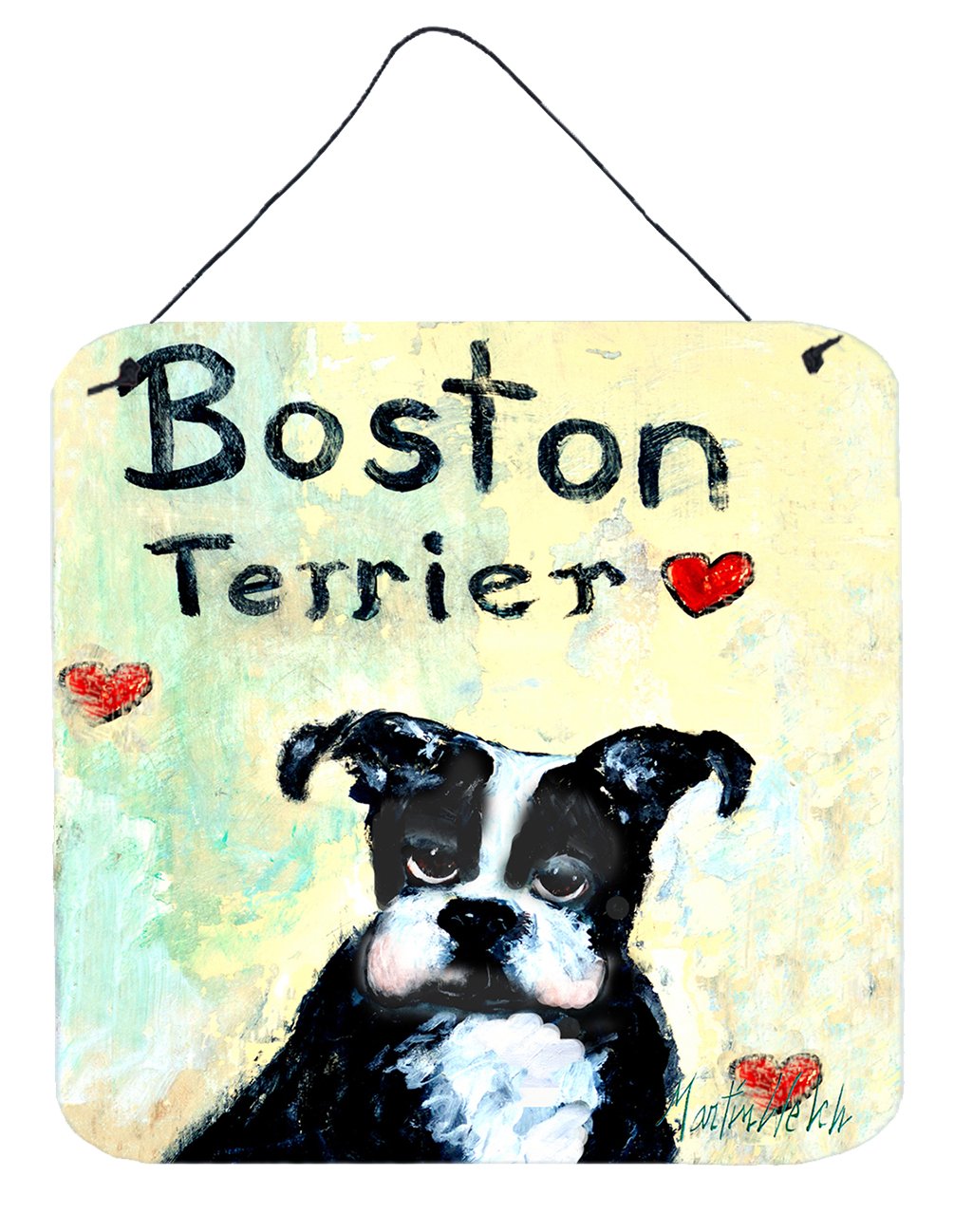 Boston Terrier Where&#39;s my Bibb Wall or Door Hanging Prints MW1316DS66 by Caroline&#39;s Treasures
