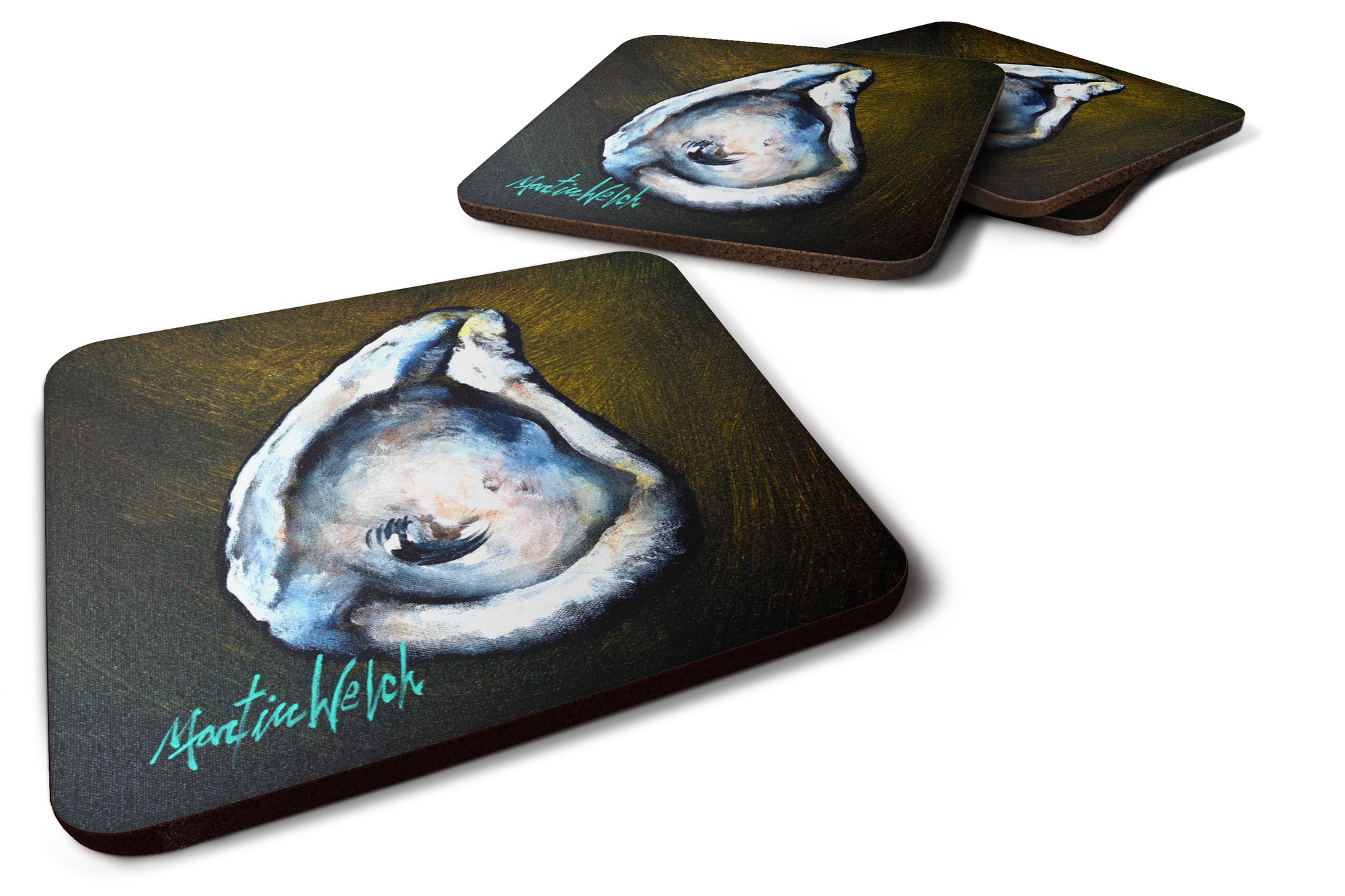 Brown Eye Oyster Foam Coaster Set of 4 MW1317FC - the-store.com