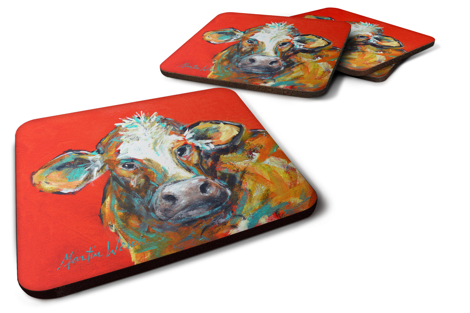 Cow Caught Red Handed Too Foam Coaster Set of 4 MW1319FC - the-store.com