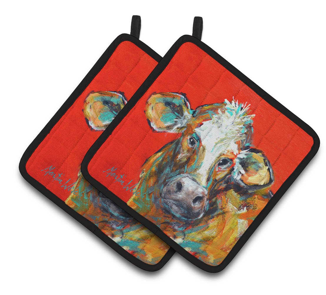 Cow Caught Red Handed Too Pair of Pot Holders MW1319PTHD by Caroline&#39;s Treasures
