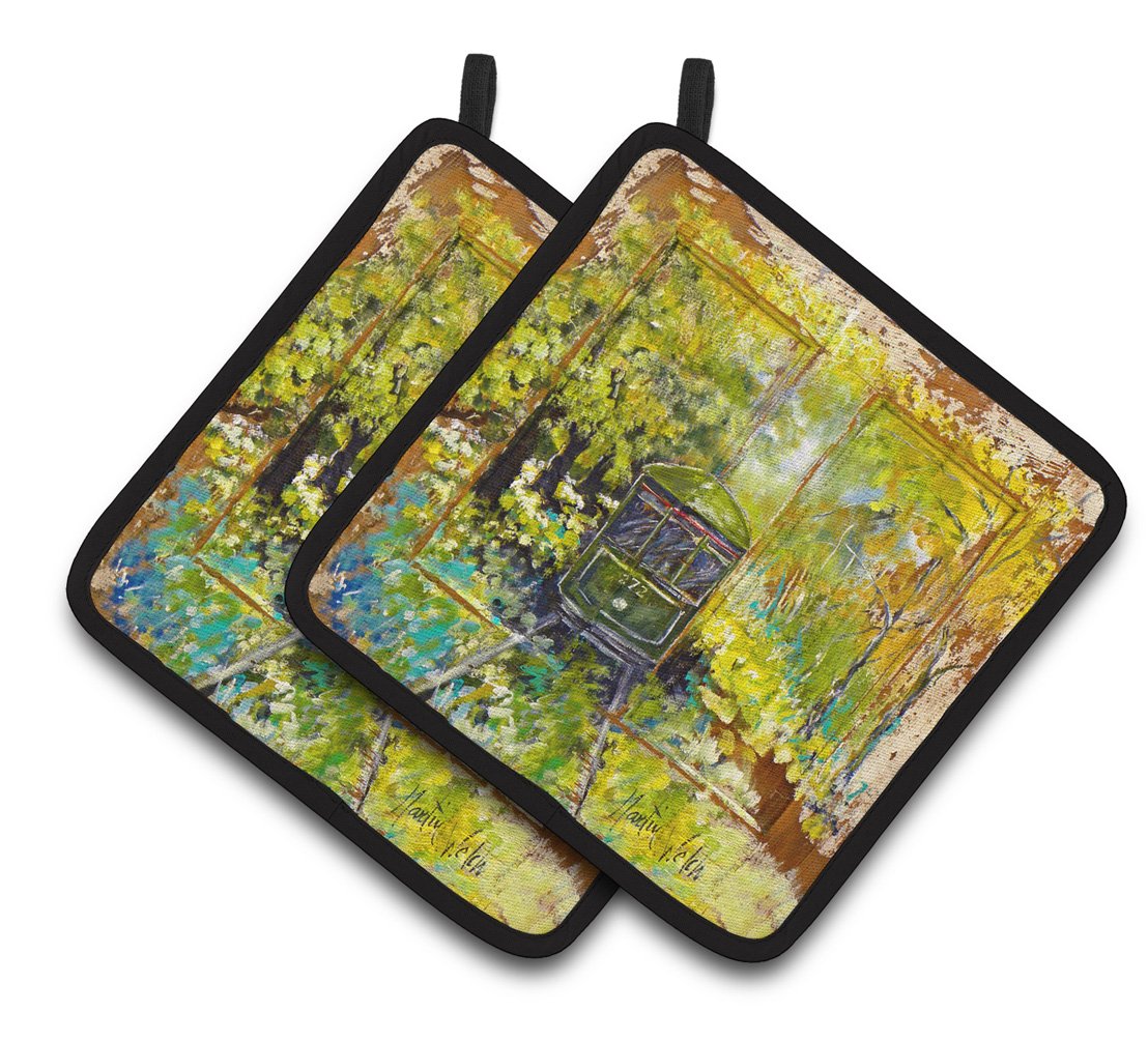 Streetcar End of the Line Pair of Pot Holders MW1326PTHD by Caroline&#39;s Treasures