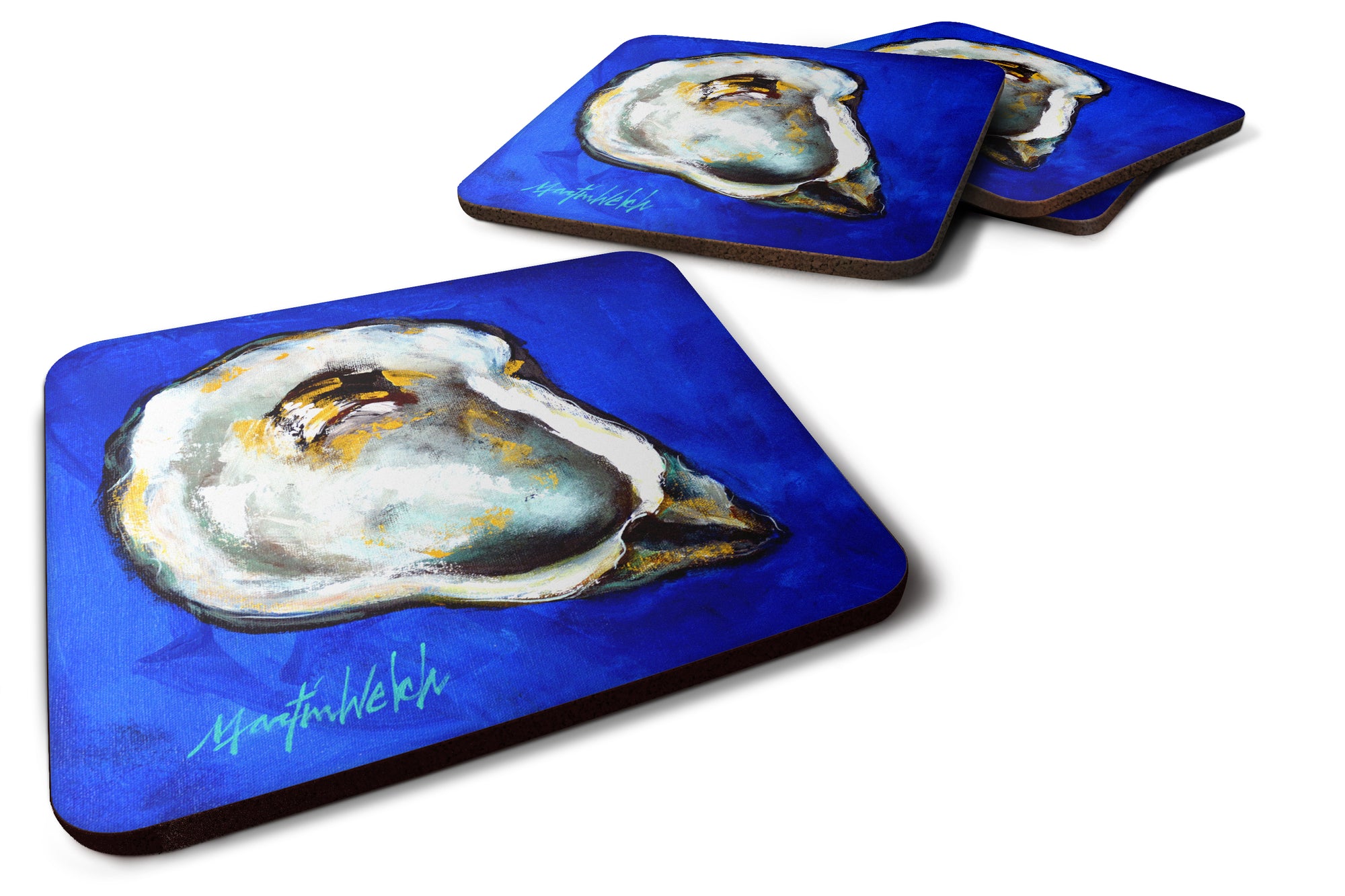 Oyster Gray Shell Foam Coaster Set of 4 MW1329FC - the-store.com